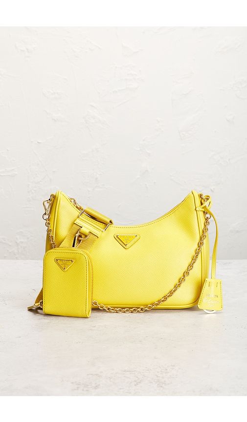 Prada Saffiano Re-Edition 2005 Shoulder Bag in Yellow - FWRD Renew - Modalova
