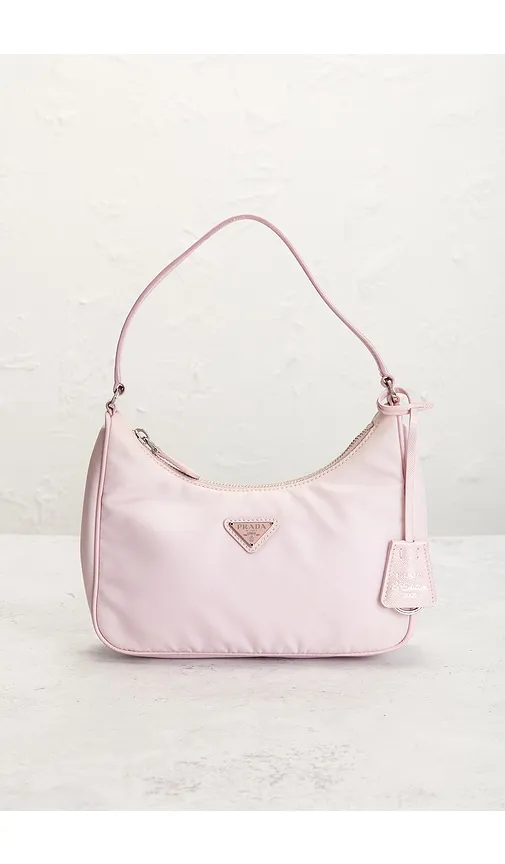 Prada Mini Re-Edition Re-Nylon Shoulder Bag in Pink - FWRD Renew - Modalova