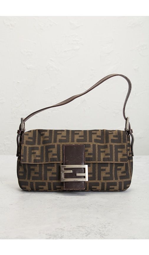Fendi Zucca Baguette Shoulder Bag in Brown - FWRD Renew - Modalova