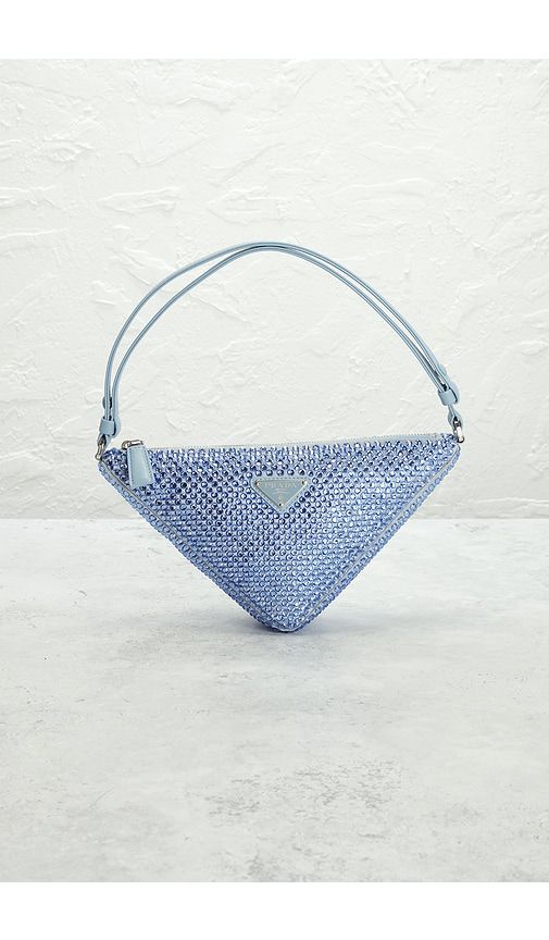 Prada Satin Crystal Triangle Pouch in Blue - FWRD Renew - Modalova