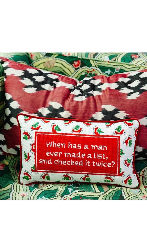 Check It Twice Needlepoint Pillow in - Furbish Studio - Modalova
