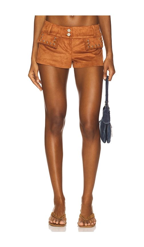 Bobbi Trouser Short in Cognac. - size L (also in M, S) - Fait Par Foutch - Modalova