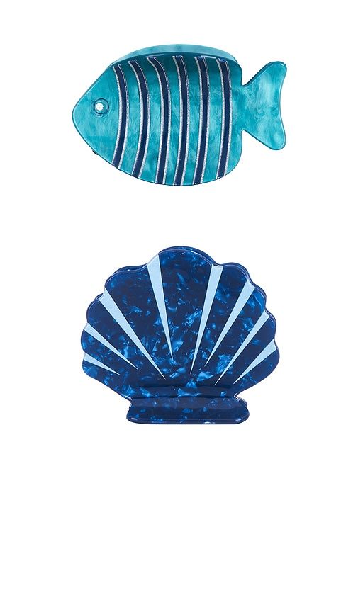 Amalfi Claw Clip Set in Blue - Frasier Sterling - Modalova