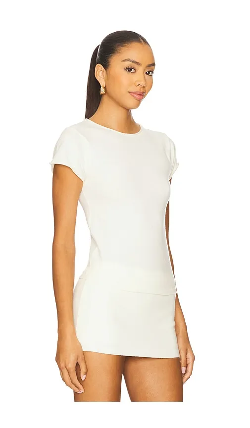 Baylee Cloud Knit Tee in Soft Vanilla in Ivory. - size L (also in XL, XXL) - Frankies Bikinis - Modalova