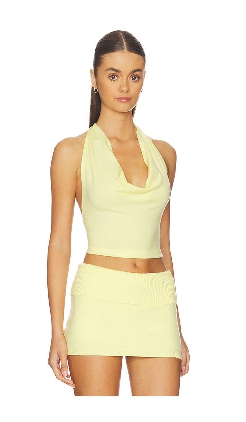 X JENNIE Briar Cloud Knit Halter Top in Yellow. - size M (also in S, XS) - Frankies Bikinis - Modalova