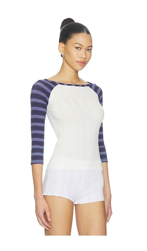 Game Day Pointelle Baseball Tee in Multi. - size L (also in M, S, XL, XS) - Frankies Bikinis - Modalova