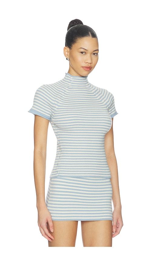 Harmony Cloud Knit Mock Neck Tee in Baby Blue. - size S (also in XXS, XS, M, L, XL) - Frankies Bikinis - Modalova