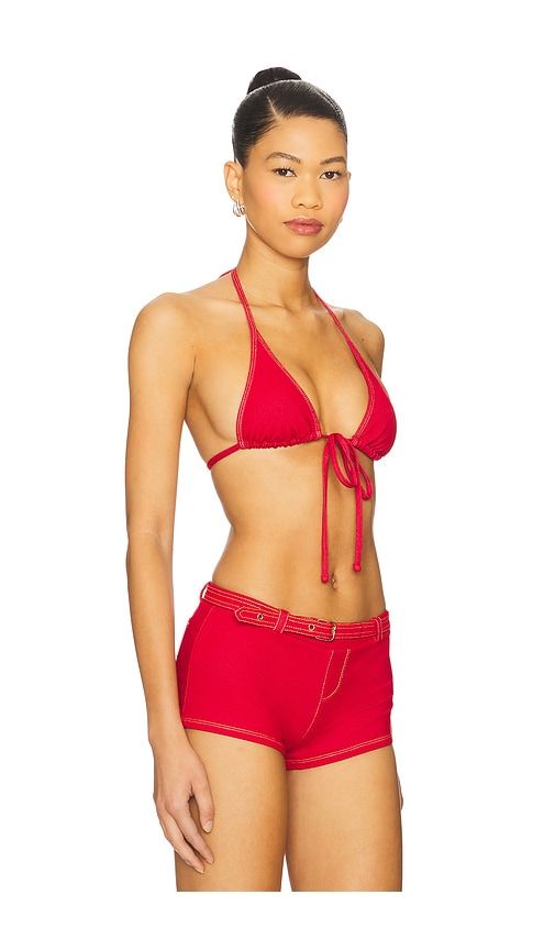 Paradise Denim Bikini Top in Red. - size L (also in M, XS) - Frankies Bikinis - Modalova