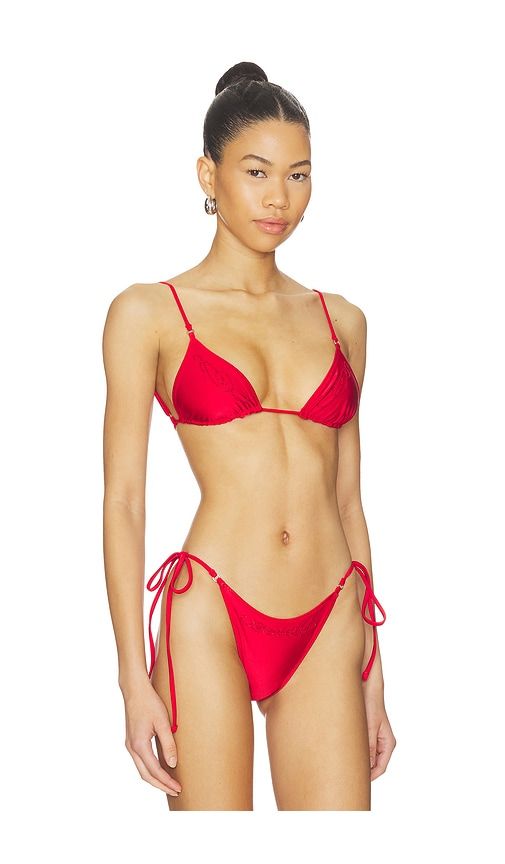 X Jennie Elena Beaded Satin Top in Red. - size L (also in M, S) - Frankies Bikinis - Modalova