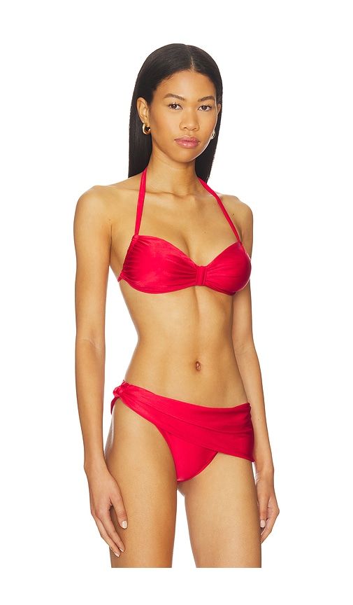 Reece Satin Bikini Top in Red. - size L (also in XL) - Frankies Bikinis - Modalova