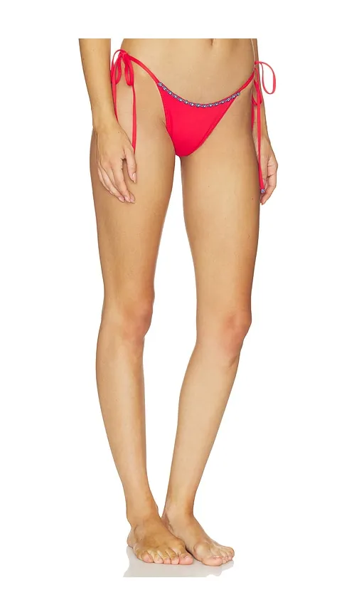 Mackenzie Beaded Bikini Bottom in Red. - size L (also in M, S, XL, XS) - Frankies Bikinis - Modalova