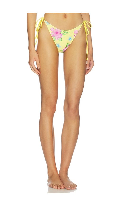 Soleil Satin Beaded Bikini Bottom in Yellow. - size M (also in XS) - Frankies Bikinis - Modalova