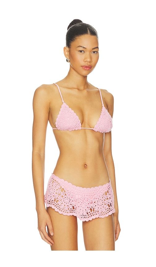 Elena Crochet Bikini Top in Pink. - size L (also in M) - Frankies Bikinis - Modalova