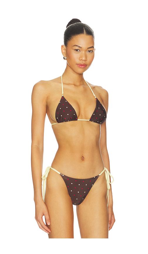 Nick Satin Top in Brown,Lemon. - size L (also in M, S, XS) - Frankies Bikinis - Modalova