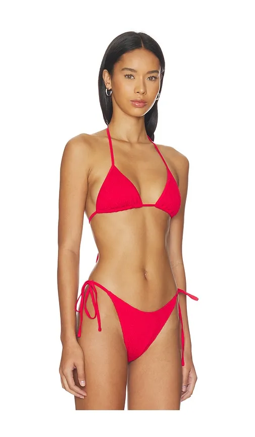 Nick Smocked Bikini Top in Red. - size L (also in M, S, XS) - Frankies Bikinis - Modalova