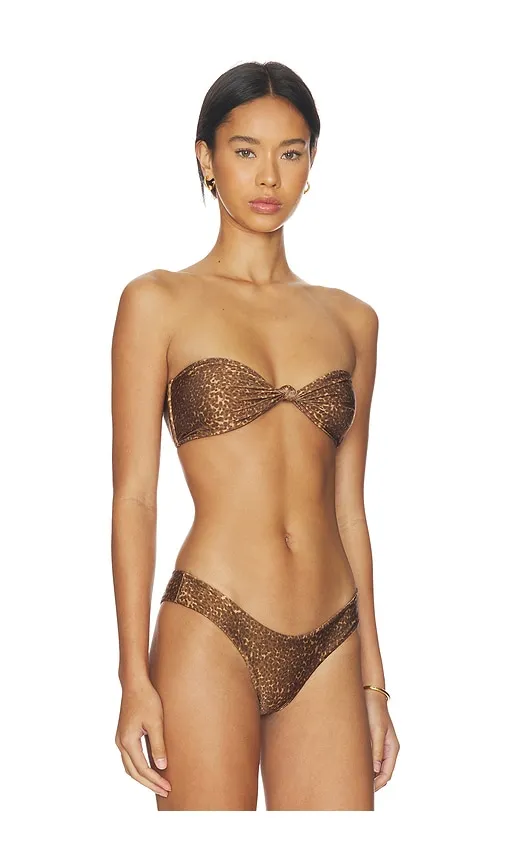 Gigi Satin Bandeau Bikini Top in Brown. - size L (also in M, S) - Frankies Bikinis - Modalova