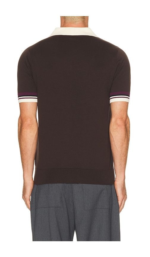 Tipped Open Neck Knitted Shirt in Chocolate. - size M (also in XL/1X) - Fred Perry - Modalova