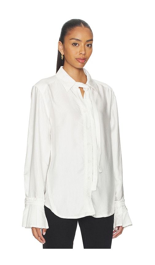Mary Lou Silky Shirt in Ivory. - size M (also in S) - Free People - Modalova