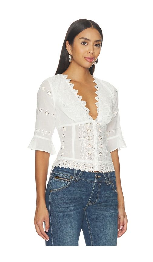 Salone Eyelet Top in Ivory. - size M (also in S, XS) - Free People - Modalova