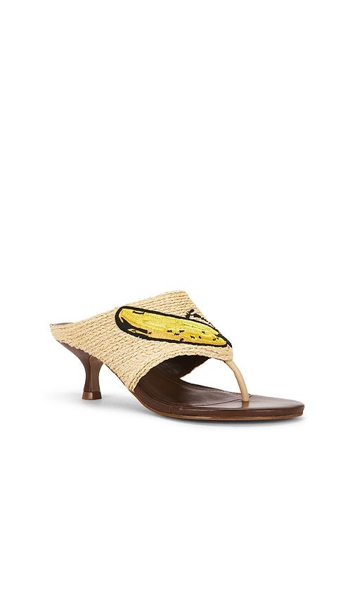 Raffia Icons Kitten Heel in Neutral. - size 7 (also in 7.5, 8, 8.5, 9) - FARM Rio - Modalova