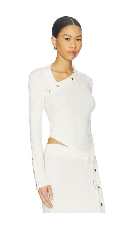 Ribbed Snap Long Sleeve Top in White. - size L (also in S, XS) - GCDS - Modalova