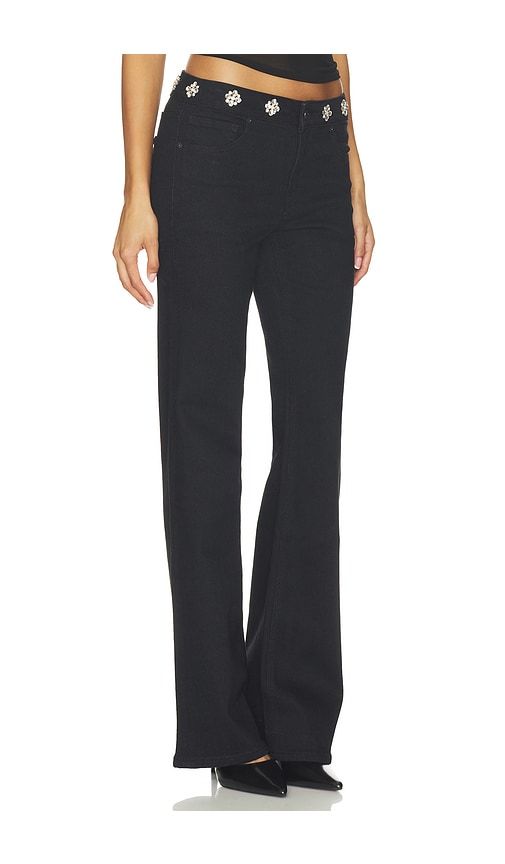 Embellished Good Low Rise Bootcut Jeans in Black. - size 0 (also in 00, 10, 12, 14, 2, 4, 6, 8) - Good American - Modalova