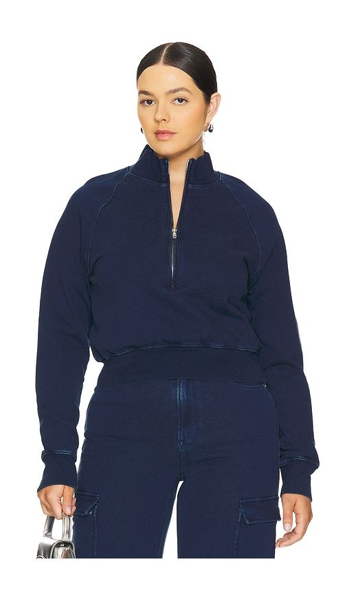 Jeanius Mock Zip Pullover in Blue. - size 5X (also in XS) - Good American - Modalova