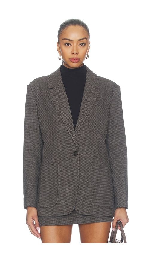 The Oversized Blazer in Charcoal Mini Houndstooth in Charcoal. - size M (also in S, XS) - Good American - Modalova