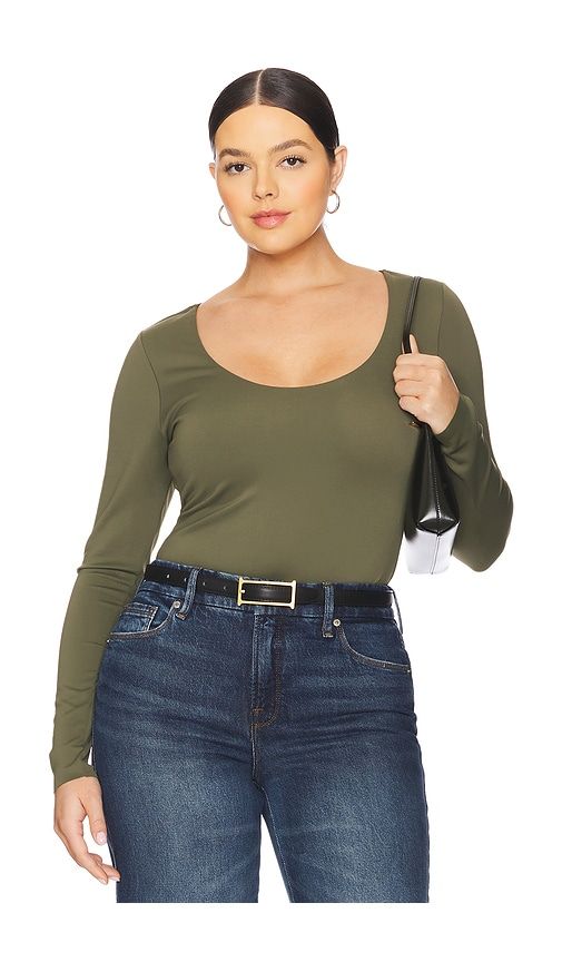 Sculpting Scoop Long Sleeve Body in Olive. - size 3X (also in 4X, 5X) - Good American - Modalova