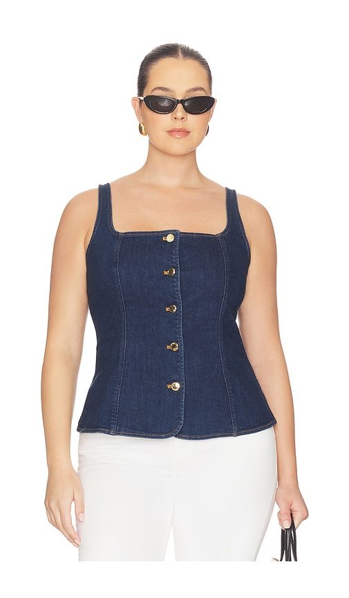 Sleeveless Button Front Denim Top in Blue. - size L (also in M, S, XS) - Good American - Modalova