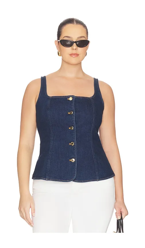 Sleeveless Button Front Denim Top in Blue. - size M (also in S, XS) - Good American - Modalova