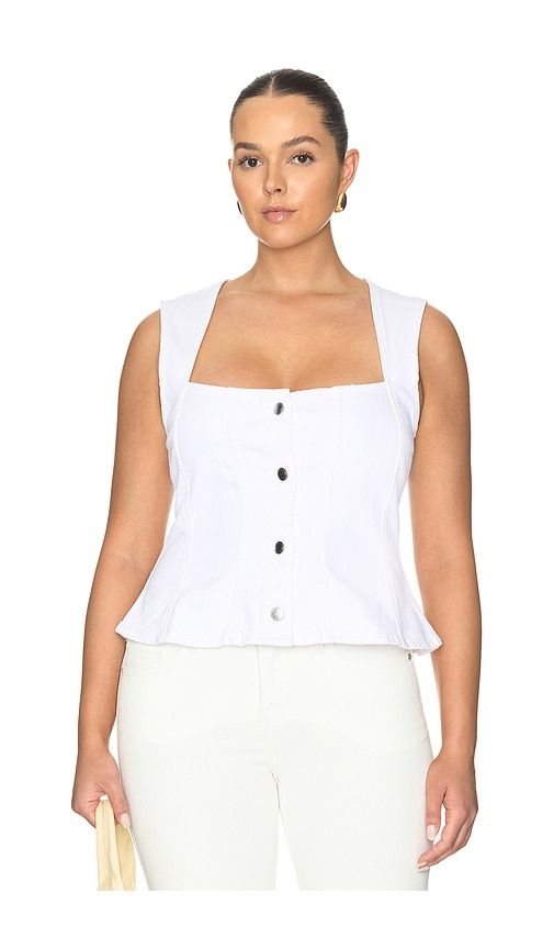 Button Front Peplum Top in White. - size L (also in M, S, XL, XS) - Good American - Modalova
