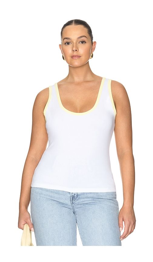 Super Stretch Ringer Tank Top in White. - size 1X (also in L, M, S, XL) - Good American - Modalova