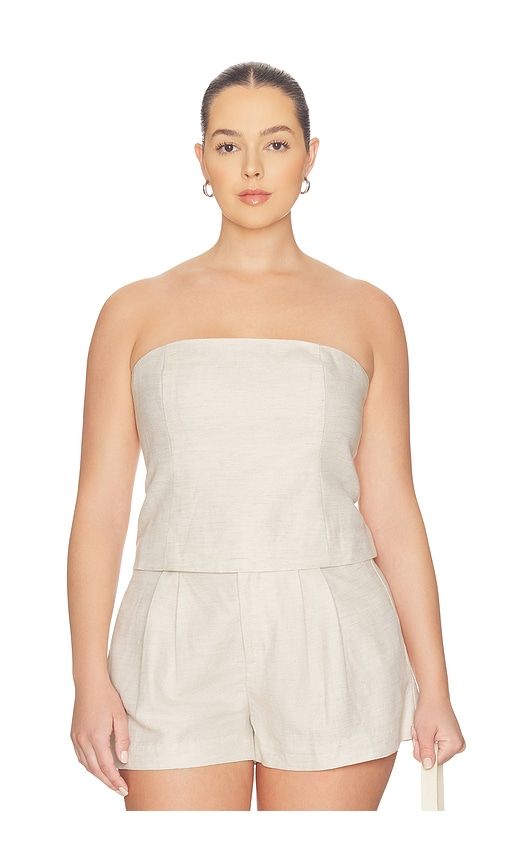 Linen Strapless Top in Cream. - size L (also in M, S, XL, XS) - Good American - Modalova