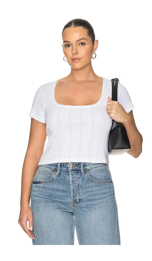 The Pointelle Square Neck Top in . - size L (also in M) - Good American - Modalova