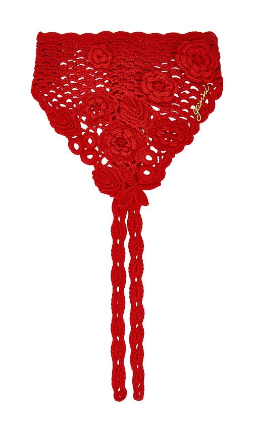 Ganni Crochet Head Scarf in Red - Ganni - Modalova