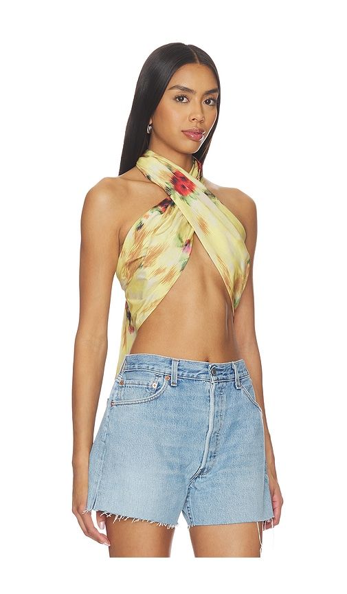 Ganni Printed Wrap Scarf in Yellow - Ganni - Modalova