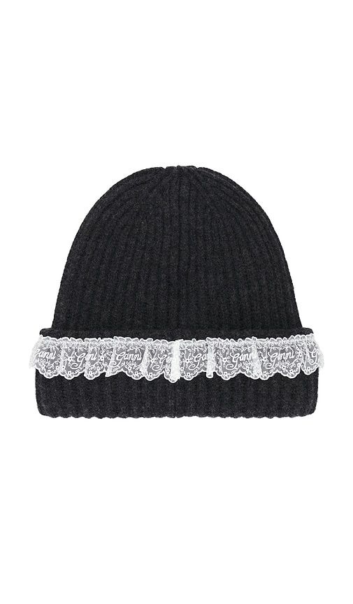 Compact Wool Lace Beanie in Grey - Ganni - Modalova
