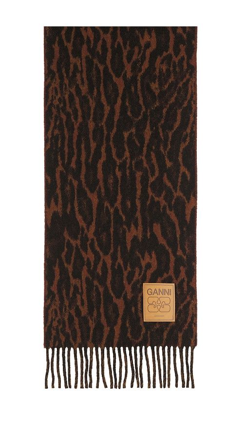 Compact Wool Scarf Leopard in - Ganni - Modalova