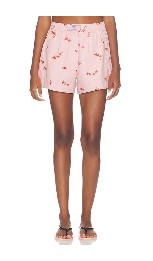 Printed Stretch Cotton Short in Pink. - size 32 (also in 34, 36, 38, 40) - Ganni - Modalova