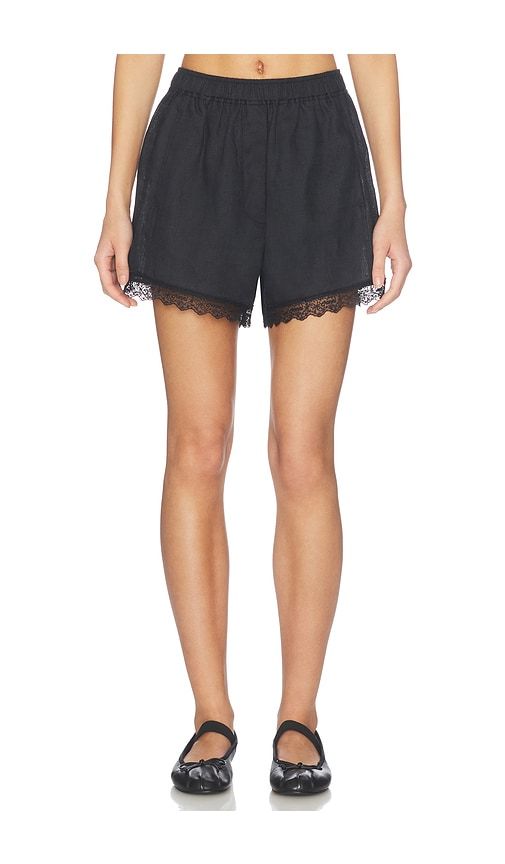 Light Linen Lace Hem Shorts in . - size 32 (also in 34, 36, 38, 40) - Ganni - Modalova