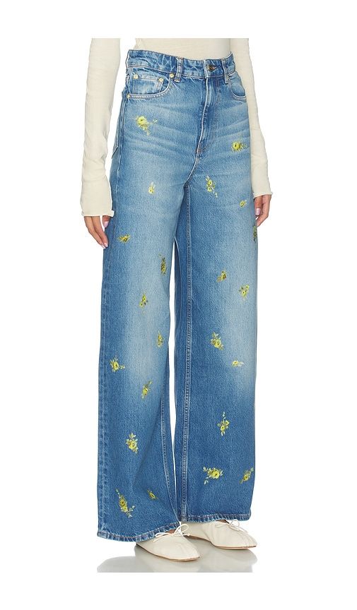 Printed Flower Denim Lari Jeans in Blue. - size 24 (also in 25, 26, 27) - Ganni - Modalova