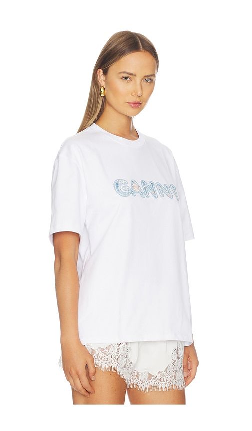 Heavy Cotton Jersey Relaxed Fit T-shirt in White. - size L (also in M) - Ganni - Modalova