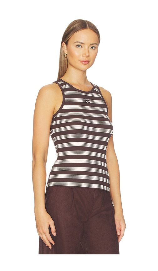 Soft Cotton Rib Tank Top in Brown. - size L (also in XL) - Ganni - Modalova