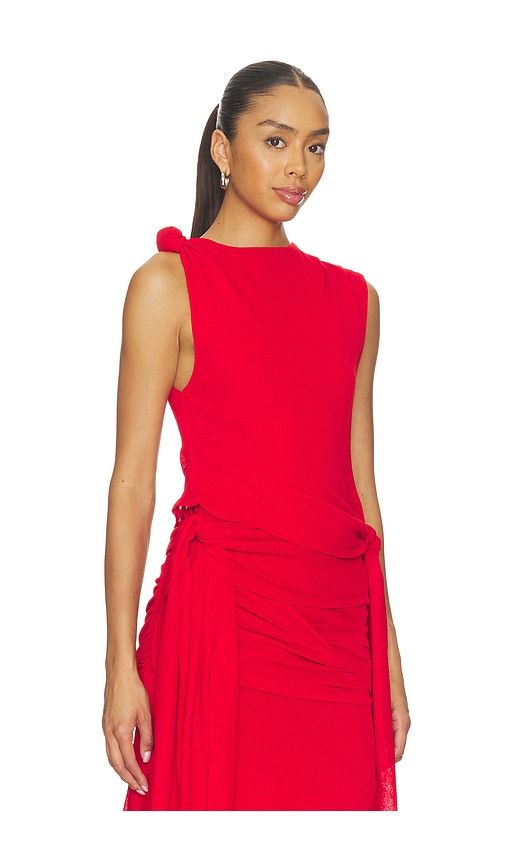 Marl Mesh Tie Knot Tank Top in Red. - size 34 (also in 36, 38, 40) - Ganni - Modalova