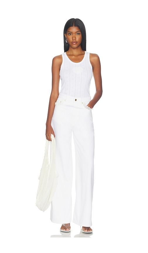 Compact Pointelle Rib Jersey Tank Top in . Size L. Also in M, S, XL, XS - Ganni - Modalova