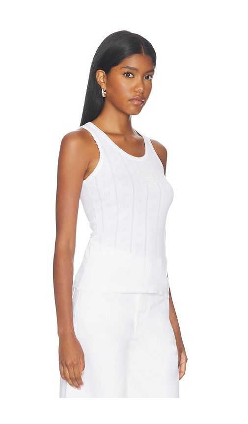 Compact Pointelle Rib Jersey Tank Top in White. - size L (also in M, S, XL, XS) - Ganni - Modalova