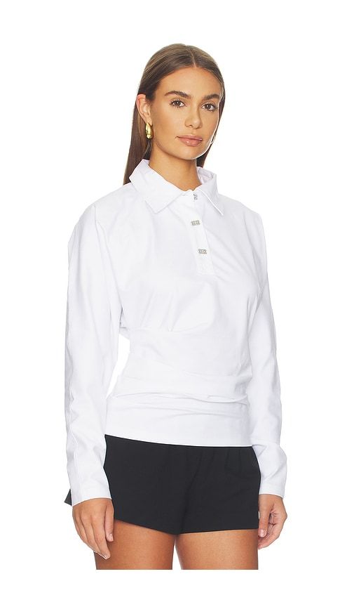 Heavy Stretch Jersey Draped Polo in White. - size L (also in M, S, XS) - Ganni - Modalova