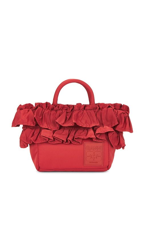 Mini Shopper Ruffle Bag in Red - Ganni - Modalova