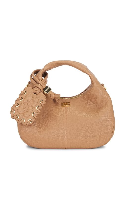 Ganni Hobo Mini Grained Bag in Tan - Ganni - Modalova